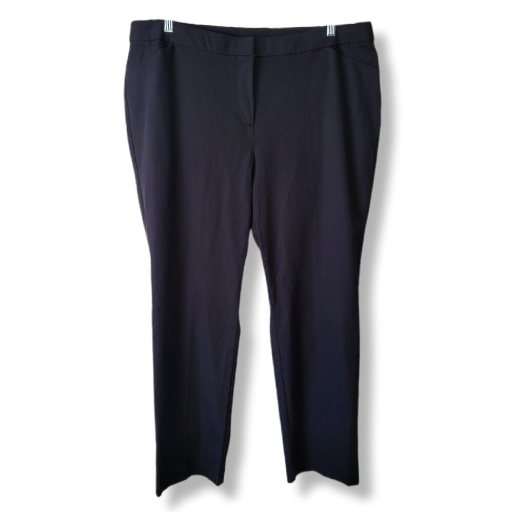 Chicos Women Black Straight Leg Pants 3.5 XL 18 Career Classic Work Office Chic